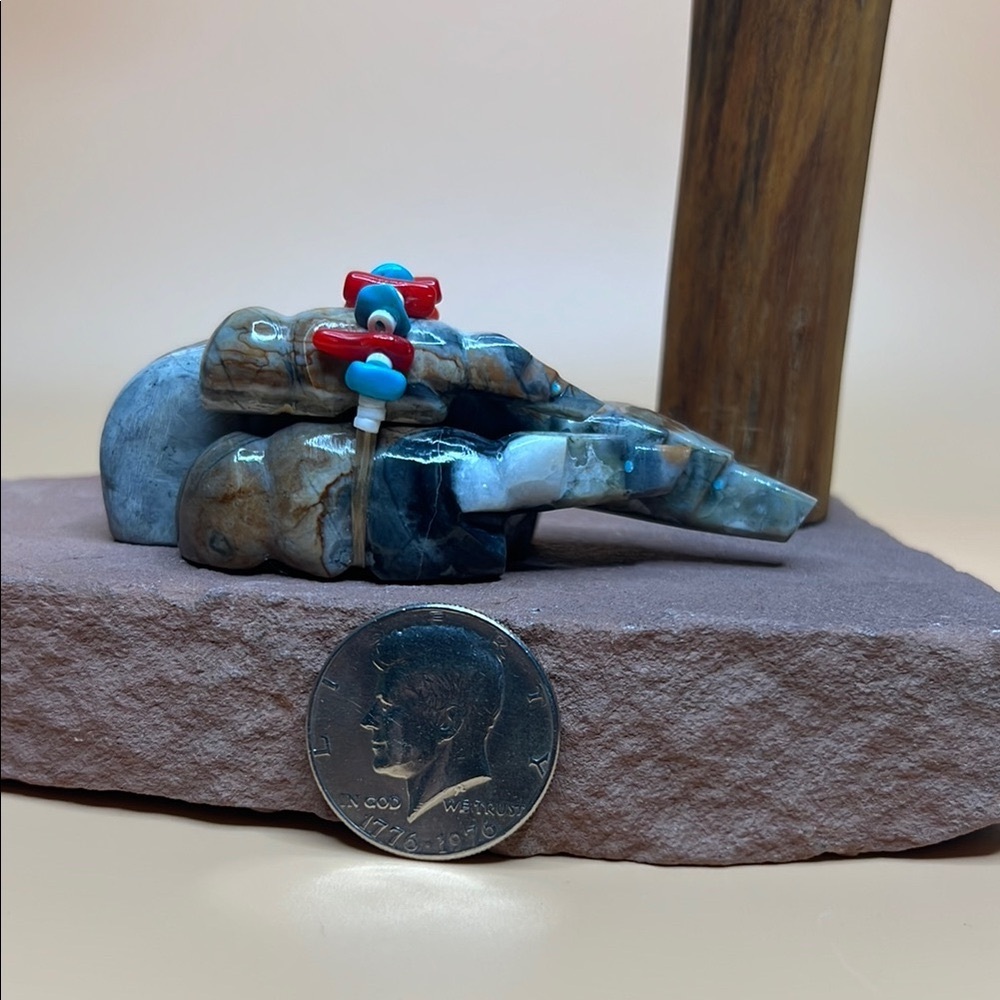 Handcrafted Triple Picasso Stone Bear Figurine